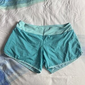 Rabbit Hopper 4” running shorts teal polka dots size MD